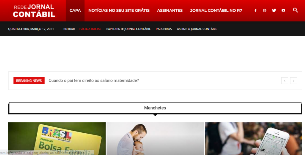 Home do site do Jornal Contábil 